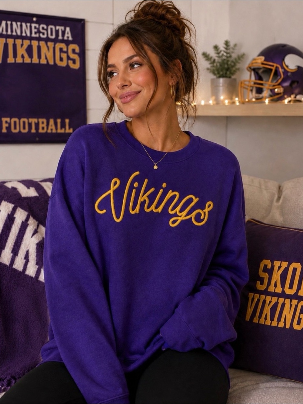 Minnesota Vikings NFL Team Apparel Purple Fleece Sweatshirt